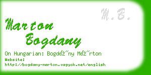 marton bogdany business card